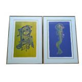 MB - Pair of Framed Celtic Handprints by Simon Doyle, Letter D and Letter J, Limited Edition Prints