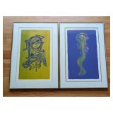 MB - Pair of Framed Celtic Handprints by Simon Doyle, Letter D and Letter J, Limited Edition Prints