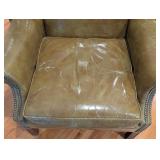 LR - Vintage Benchcraft of Hickory Leather Wingback Chair with Decorative Pillow