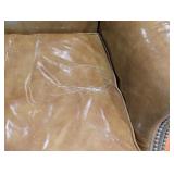 LR - Vintage Benchcraft of Hickory Leather Wingback Chair with Decorative Pillow
