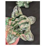 LR - Set of 3 Art Glass Christmas Trees, Green and Clear, 8 Inch Tallest