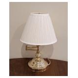 ML - Brass Swing Arm Table Lamp with Pleated Shade