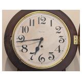 LR - Antique Ansonia Regulator Wall Clock with Pendulum and Key