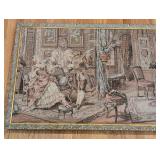 MB - Framed Vintage Tapestry Wall Art with Rococo Scene