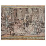 MB - Framed Vintage Tapestry Wall Art with Rococo Scene
