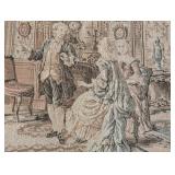 MB - Framed Vintage Tapestry Wall Art with Rococo Scene
