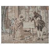 MB - Framed Vintage Tapestry Wall Art with Rococo Scene