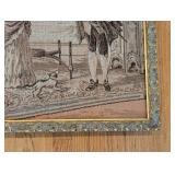 MB - Framed Vintage Tapestry Wall Art with Rococo Scene