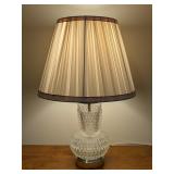 O - Cut Glass Table Lamp with Pleated Shade