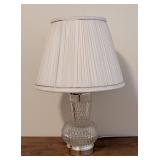 O - Cut Glass Table Lamp with Pleated Shade