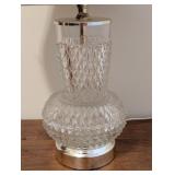 O - Cut Glass Table Lamp with Pleated Shade