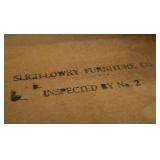 O - Antique Slight-Lowry Wooden Desk with Leather Inlay and 7 Drawers