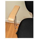 O - Adjustable Black Office Chair with Wood Armrests and Chrome Base