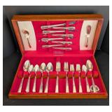 LR - Holmes & Edwards Vintage Silverplate Flatware Set, Service for 8 with Case