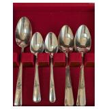 LR - Holmes & Edwards Vintage Silverplate Flatware Set, Service for 8 with Case