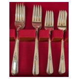 LR - Holmes & Edwards Vintage Silverplate Flatware Set, Service for 8 with Case
