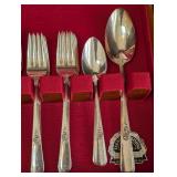 LR - Holmes & Edwards Vintage Silverplate Flatware Set, Service for 8 with Case