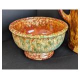 LR - Set of 4 Vintage American Pottery Pitchers and Bowl with Drip Glaze