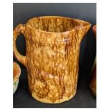 LR - Set of 4 Vintage American Pottery Pitchers and Bowl with Drip Glaze