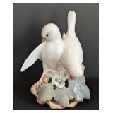 LR - Royal Copenhagen Porcelain Figurine of Two Doves with Flowers, 5 Inch