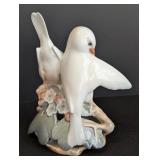 LR - Royal Copenhagen Porcelain Figurine of Two Doves with Flowers, 5 Inch