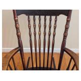 LR - Vintage Wooden Rocking Chair with Embossed Back and Seat Design