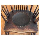 LR - Vintage Wooden Rocking Chair with Embossed Back and Seat Design