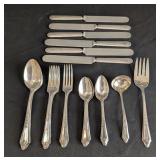 K - Tudor Plate Oneida Community Vintage Silverplate Flatware Set with 6 Forks and 6 Butter Knives