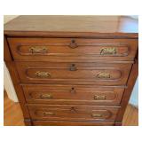 DR - Antique Wooden 4-Drawer Dresser with Ornate Brass Handles