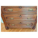 DR - Antique Wooden 4-Drawer Dresser with Ornate Brass Handles