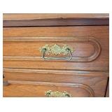 DR - Antique Wooden 4-Drawer Dresser with Ornate Brass Handles