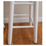 LR - Pair of 24-Inch Wooden Bar Stools with White Legs
