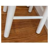 LR - Pair of 24-Inch Wooden Bar Stools with White Legs