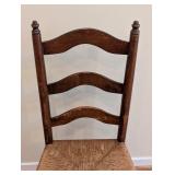 LR - Vintage Ladder Back Wood Chair with Woven Seat