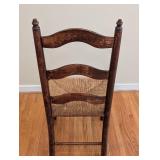 LR - Vintage Ladder Back Wood Chair with Woven Seat