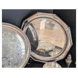 LR - Collection of 11 Silverplate Serving Trays, Bowls, and Tableware