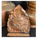 LR  - Vintage Solid Copper Kettle, Lidded Jar, and Vintage Grezziano Art Deco Desktop Piece