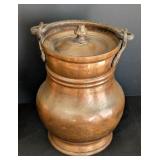 LR  - Vintage Solid Copper Kettle, Lidded Jar, and Vintage Grezziano Art Deco Desktop Piece