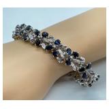 14K White Gold Sapphire and Diamond Bracelet