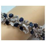 14K White Gold Sapphire and Diamond Bracelet