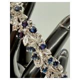 14K White Gold Sapphire and Diamond Bracelet