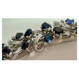 14K White Gold Sapphire and Diamond Bracelet