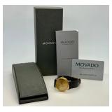 Movado Gold Tone Museum Watch with Box and Papers