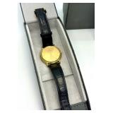 Movado Gold Tone Museum Watch with Box and Papers