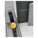 Movado Gold Tone Museum Watch with Box and Papers