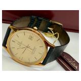 Vintage Omega Seamaster Quartz 14K Gold Watch with Box