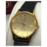 Vintage Omega Seamaster Quartz 14K Gold Watch with Box