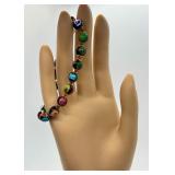 Venetian Glass Bead Bracelet Made in Italy with Original Tags