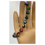 Venetian Glass Bead Bracelet Made in Italy with Original Tags
