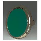 Vintage Sterling Silver Ring with Green Stone, Size 7.5